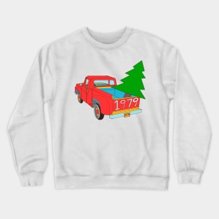 Red Pick up Truck with Christmas Tree Crewneck Sweatshirt